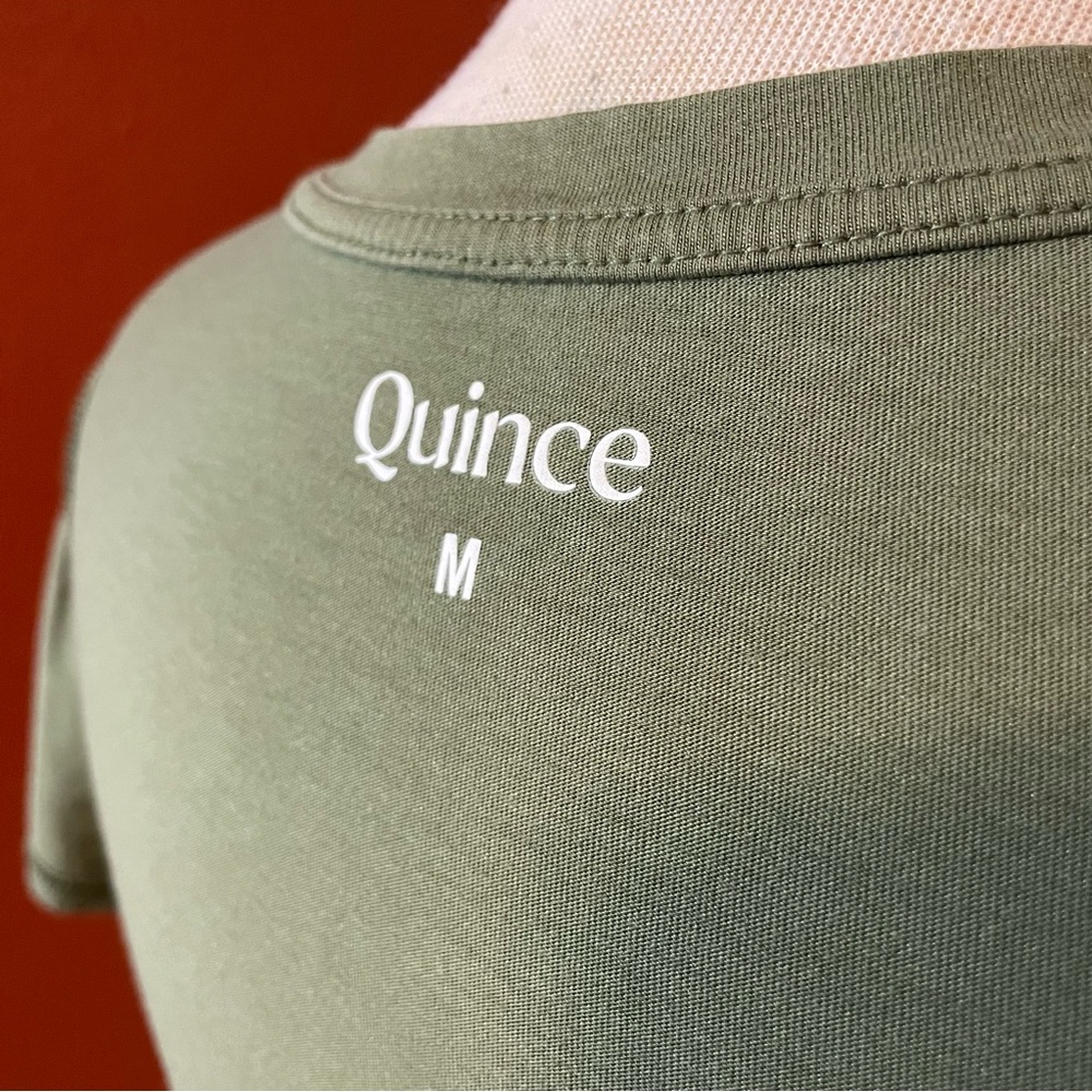 Quince Women’s Standard Green Cotton Blend Short Sleeve Crew Tee Shirt - Picture 3 of 6